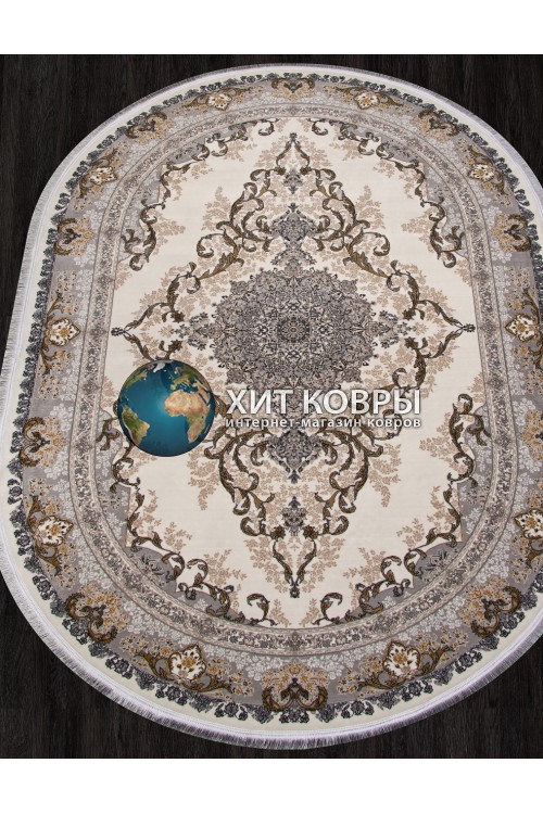 Иранский ковер Kashan 752084 Крем овал